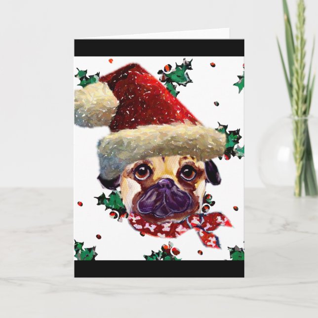 Santa Pug Holiday Card (Front)