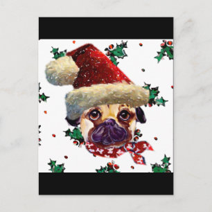Santa Pug Holiday Postcard