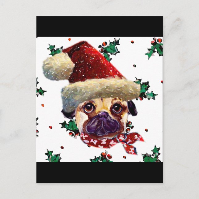 Santa Pug Holiday Postcard (Front)