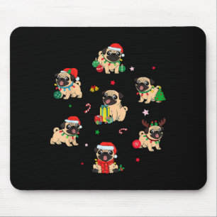 Santa Pug Light Gorgeous Reindeer Pajama Christmas Mouse Pad