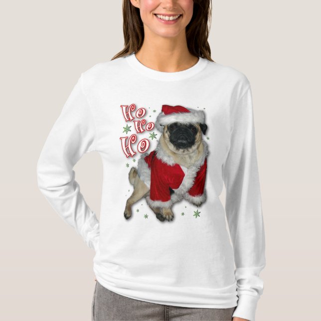 Santa Pug Light T-Shirt (Front)