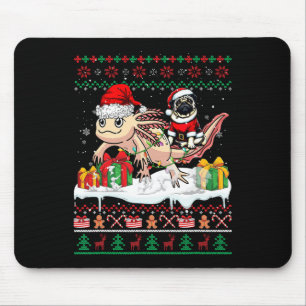 Santa Pug Riding Axolotl Christmas Sweater Lover O Mouse Pad