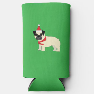 Santa Pug Seltzer Can Cooler