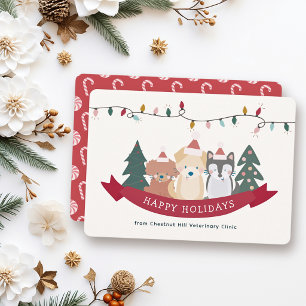 Santa Puppies Dogs Pet Business Christmas Holiday Card