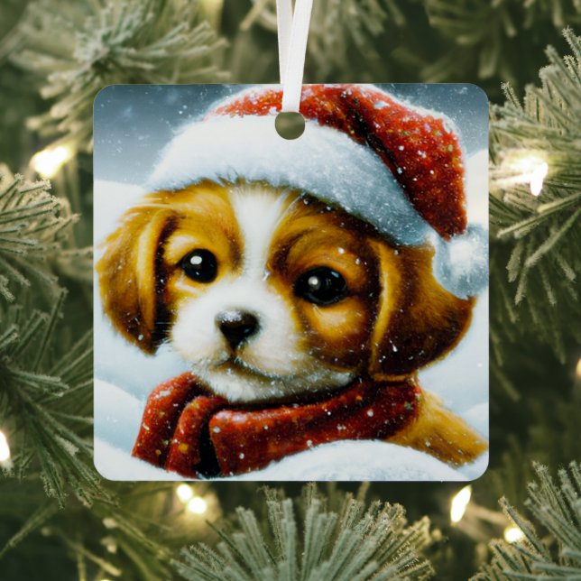 Santa puppy  metal tree decoration (Insitu)