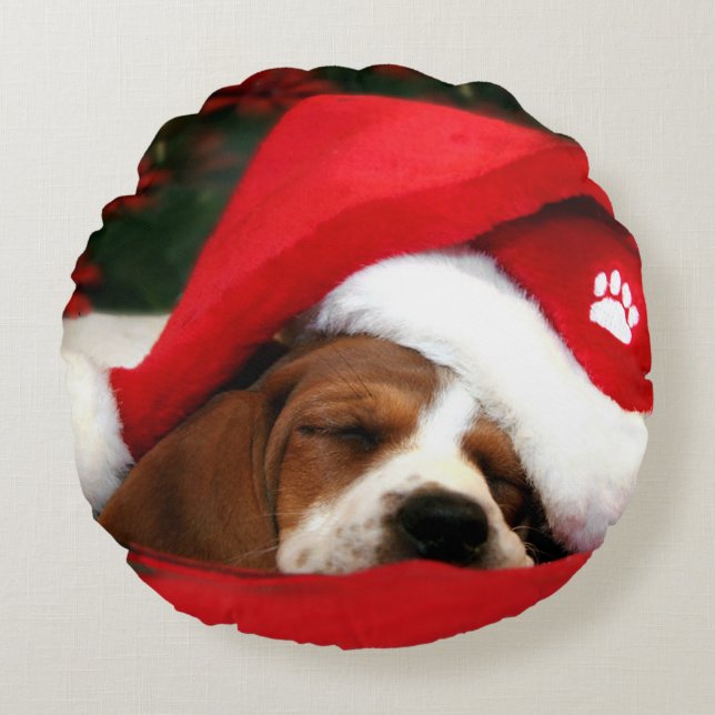Santa Puppy Round Cushion (Front)