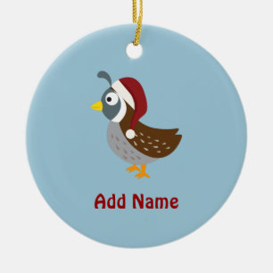 Santa Quail Ceramic Tree Decoration