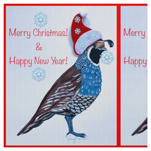 Santa Quail Fabric (Swatch)