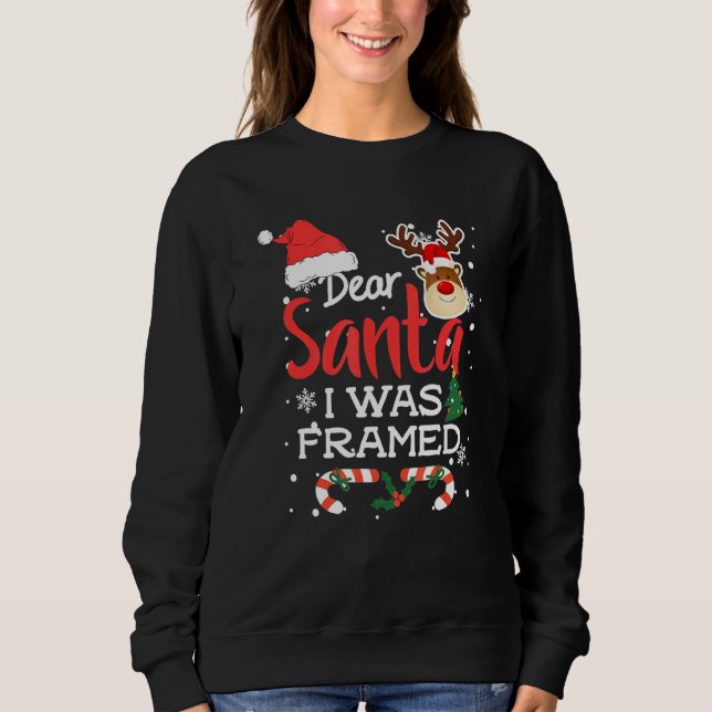 Santa Quote I Was Framed Christmas Stocking Sweatshirt (Front)