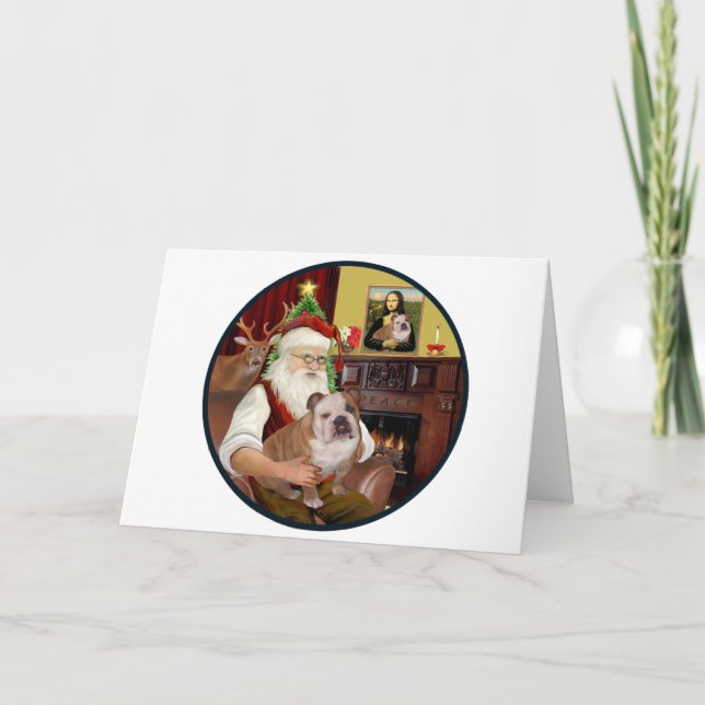 Santa (R) - English Bulldog 1 Holiday Card (Front)