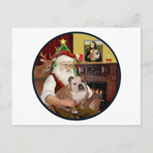 Santa (R) - English Bulldog 1 Holiday Postcard
