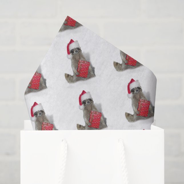  Santa Racoon Bandit Christmas  Tissue Paper (Gift Bag)