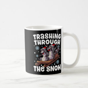 Santa Racoon Trashing Through The Snow Cute Christ Coffee Mug