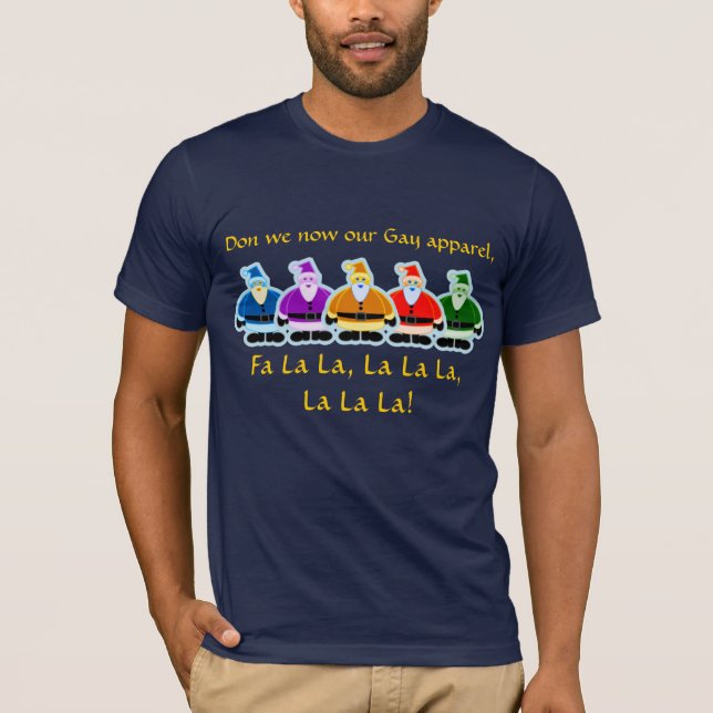 Santa Rainbow Gay Apparel Christmas Design T-Shirt (Front)