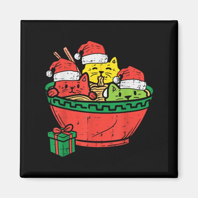 Santa Ramen Cats Anime Christmas Xmas Kids Girls M Magnet (Front)