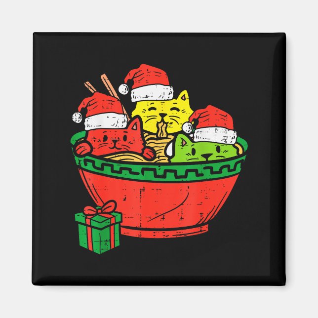 Santa Ramen Cats Anime Christmas Xmas Kids Girls M Magnet (Front)