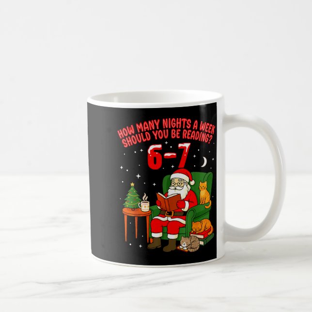 Santa Reading 67 Cat Christmas Six Seven Teacher B Coffee Mug (Right)