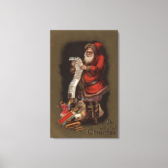 Santa Reading his Good Children List Canvas Print (Front)