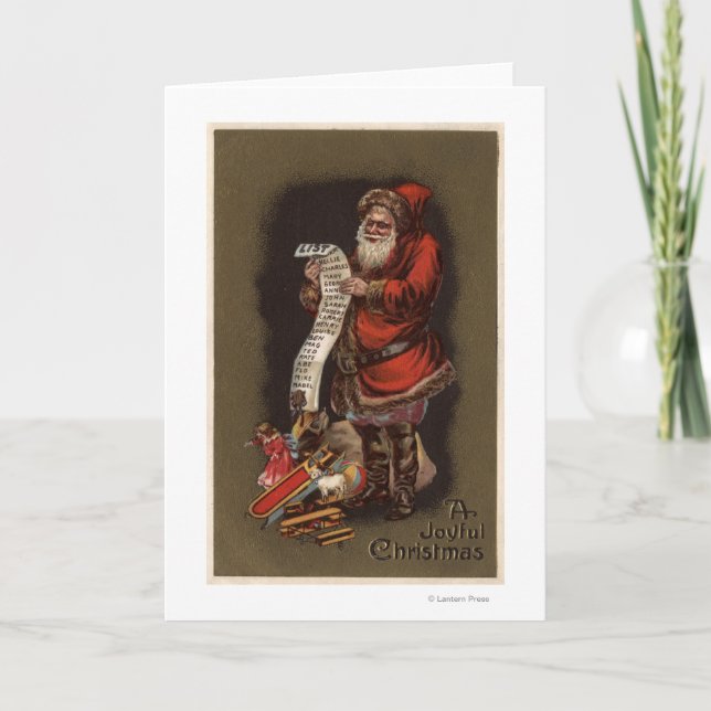 Santa Reading his Good Children List Holiday Card (Front)