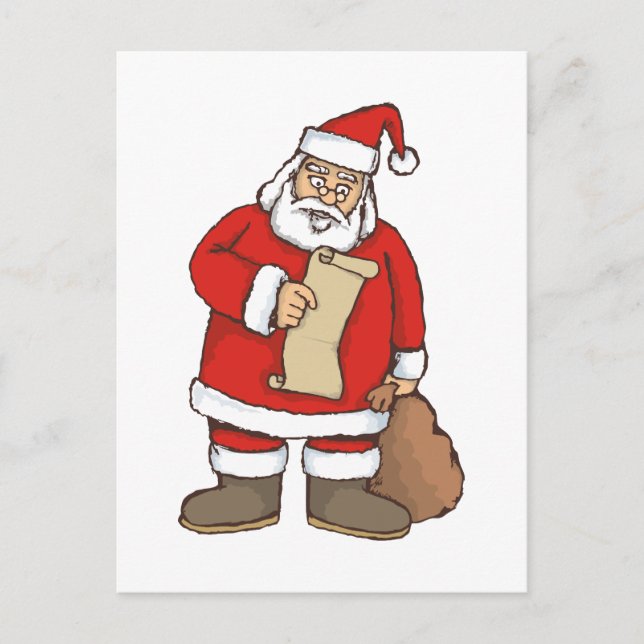 Santa reading holiday postcard (Front)
