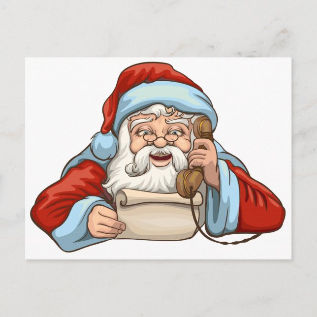 Santa Reading Letter Postcard (Front)