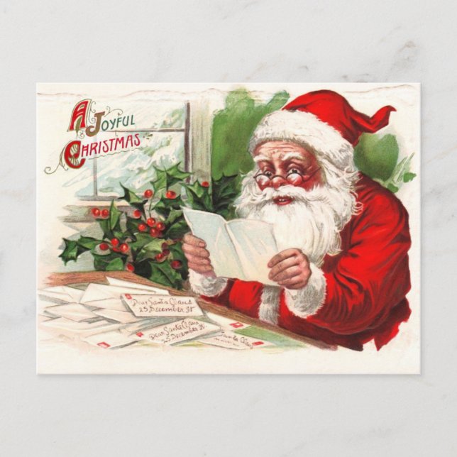 Santa Reading Mail Holiday Postcard (Front)