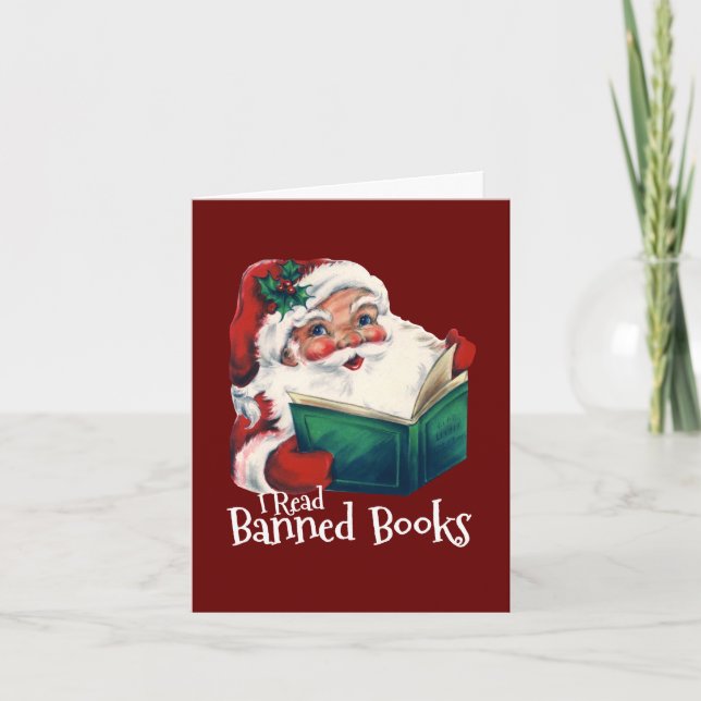 Santa Reads Banned Books Card (Front)