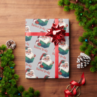 Santa Reads Banned Books Wrapping Paper