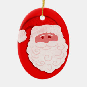 Santa red and white custom message ceramic tree decoration
