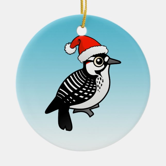 Santa Red-cockaded Woodpecker Christmas Ceramic Tree Decoration (Front)