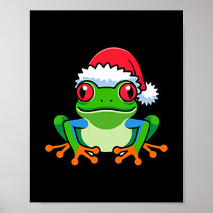 Santa Red Eyed Tree Frog Christmas Ugly Xmas Sweat Poster