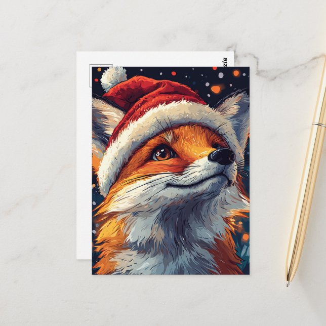 Santa Red Fox Postcard (Front/Back In Situ)