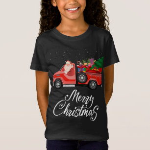 Santa Red Truck Merry Christmas Tree Gifts Vintage T-Shirt