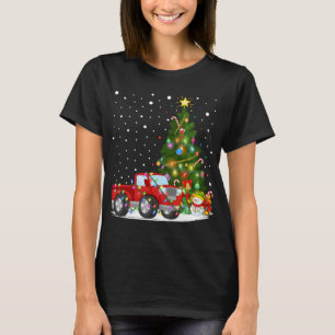 Santa Red Truck Xmas Tree Lighting Red Truck Chris T-Shirt