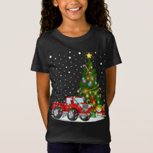 Santa Red Truck Xmas Tree Lighting Red Truck Chris T-Shirt