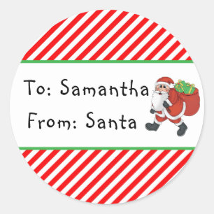 Santa Red White Christmas Gift Tag