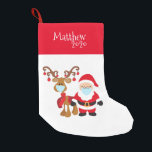 Santa Reindeer 2020 Face mask Covid Small Christmas Stocking<br><div class="desc">This design may be personalized in the area provided by changing the photo and/or text. Or it can be customized by choosing the click to customize further option and delete or change the color of the background, add text, change the text color or style, or delete the text for an...</div>