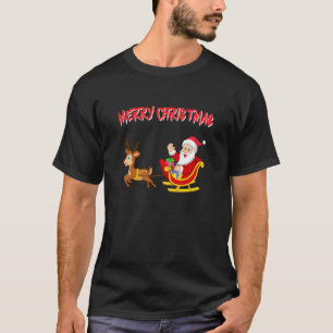 Santa Reindeer and sleigh xmas T-Shirt
