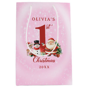 Santa, Reindeer and Snowman – First Christmas Medium Gift Bag