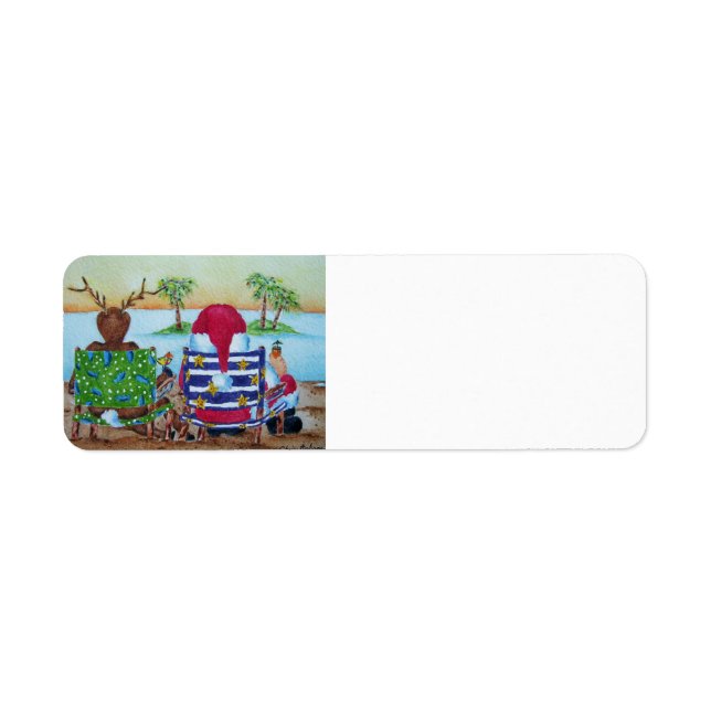 Santa & Reindeer Beach Label (Front)