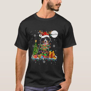 Santa Reindeer Bernese Mountain Christmas Tree Dog T-Shirt