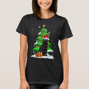 Santa Reindeer Black Cat Xmas Tree Lights Christma T-Shirt