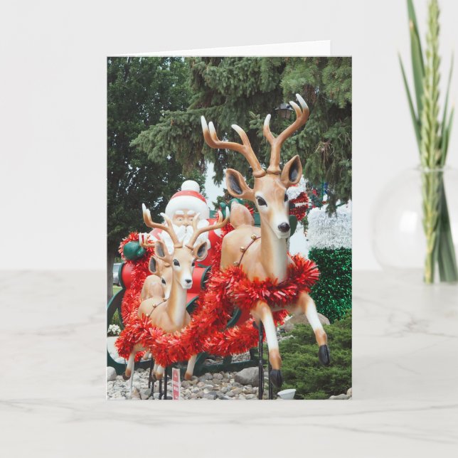 Santa & Reindeer Blank Card (Front)