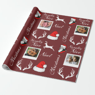 Santa & Reindeer Christmas Family Photos Wrapping Paper