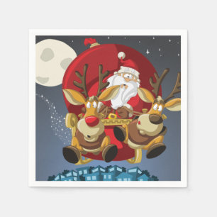 Santa & Reindeer Christmas Paper Napkin