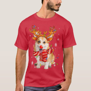 Santa Reindeer Corgi Christmas Lights Xmas Dog Cor T-Shirt