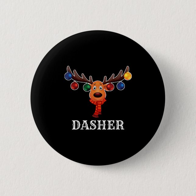 Santa Reindeer Dasher Xmas Group Costume  6 Cm Round Badge (Front)
