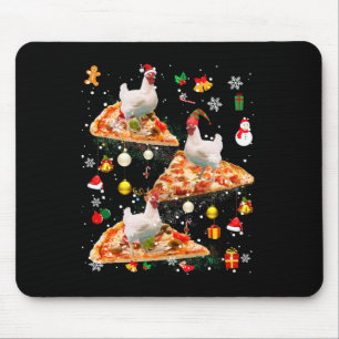Santa Reindeer Elf Chicken Riding Pizza Xmas Galax Mouse Pad
