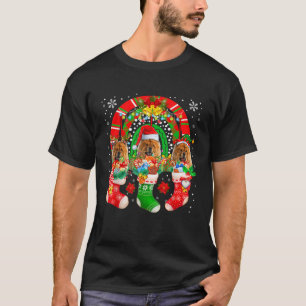 Santa Reindeer Elf Chow Chow Dogs In Christmas Soc T-Shirt