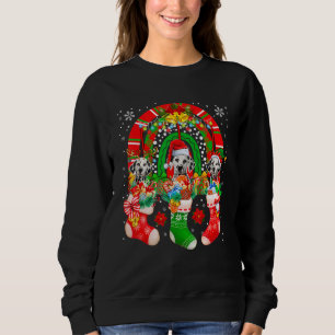 Santa Reindeer Elf Dalmatian Dogs In Christmas Soc Sweatshirt